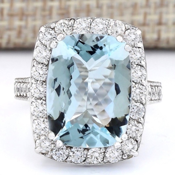 Jewelry - 925 Sterling Silver Natural Aquamarine Rin…